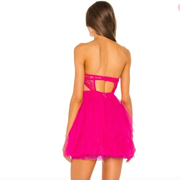 NWT For Love and Lemons Hot Barbie Pink Rosario Corset Bustier Mini Dress M - Picture 3 of 10